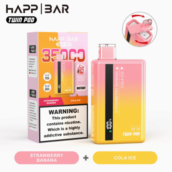 Happ Bar Twin Pod 35000 Strawberry Banana Cola Ice