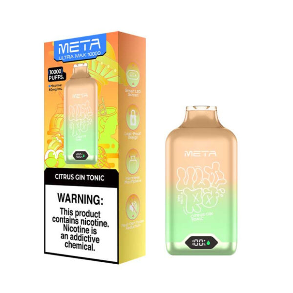 META ULTRA MAX Jednorazowy e-papieros 10000 Buchów o smaku Citrus Gin Tonic 16 ml